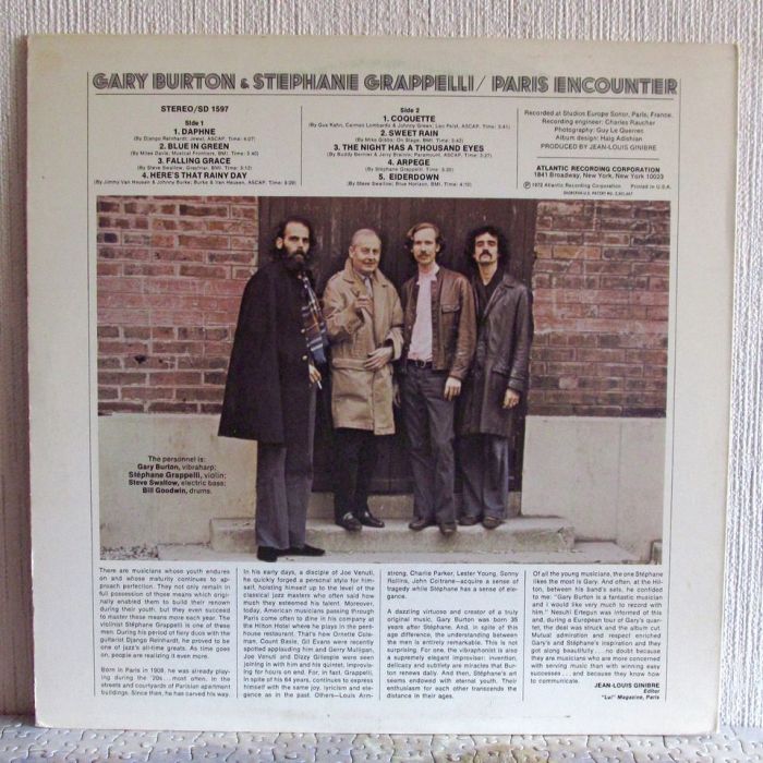 Платівка Гері Бертон і Стефан Граппеллі  | Gary Burton & Stephane Grappelli - Paris Encounter