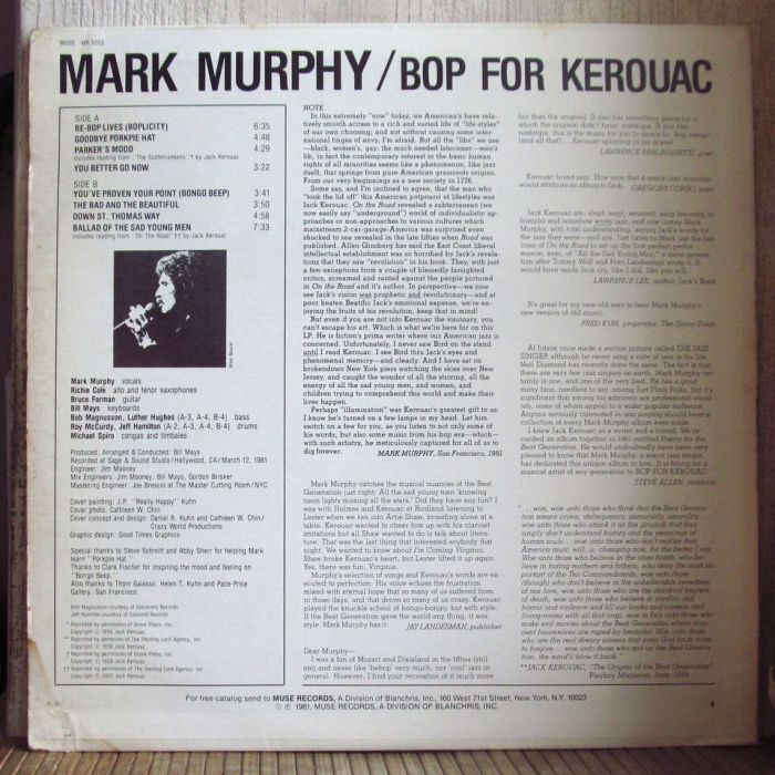 Платівка Марк Мерфі | Mark Murphy – Bop For Kerouac