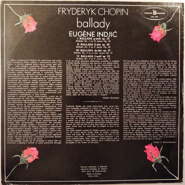 Платівка Fryderyk Chopin / Eugène Indjic – Ballady | Фридерsк Шопен / Ежен Інджик – Балада
