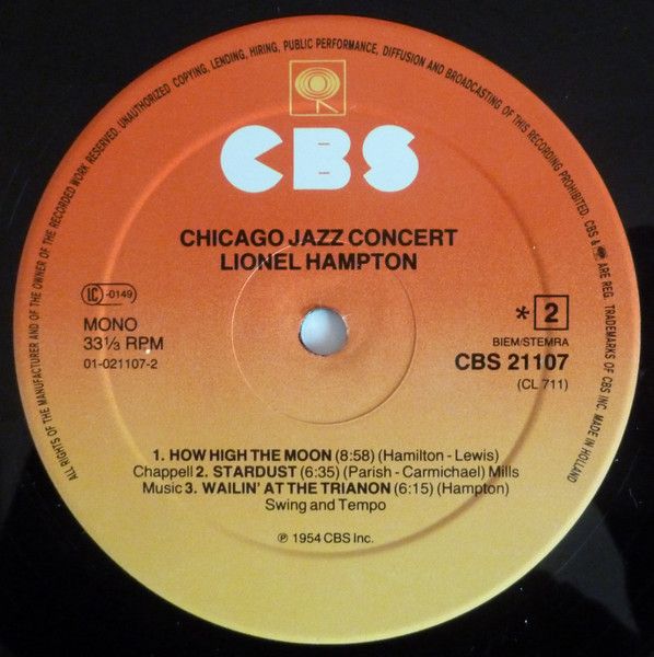 Платівка Lionel Hampton And His Orchestra – Chicago Jazz Concert | Лайонел Гемптон і його оркестр
