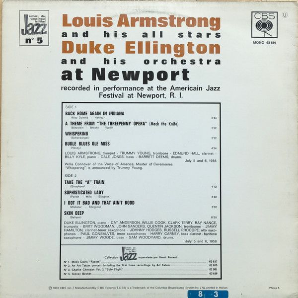 Платівка Louis Armstrong And His Allstars, Duke Ellington And His Orchestra – At Newport |Луї Армстронг та його Allstars, Дюк Еллінгтон та його оркестр – у Ньюпорті