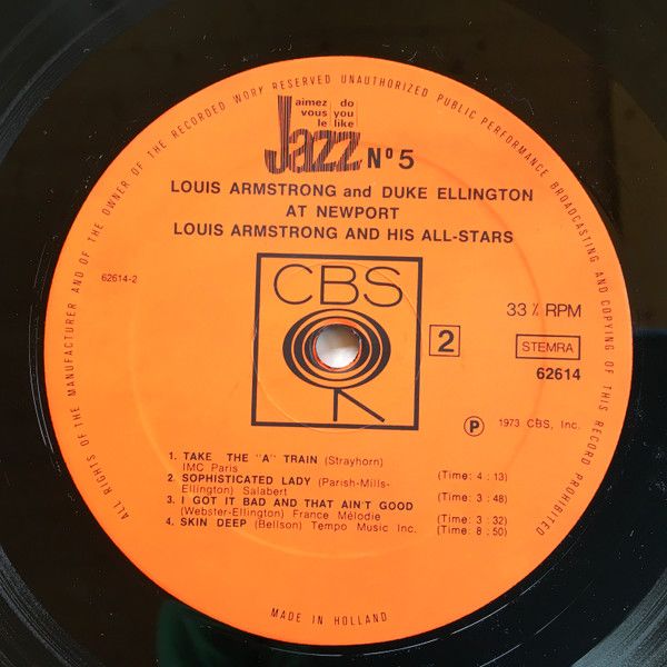 Платівка Louis Armstrong And His Allstars, Duke Ellington And His Orchestra – At Newport |Луї Армстронг та його Allstars, Дюк Еллінгтон та його оркестр – у Ньюпорті