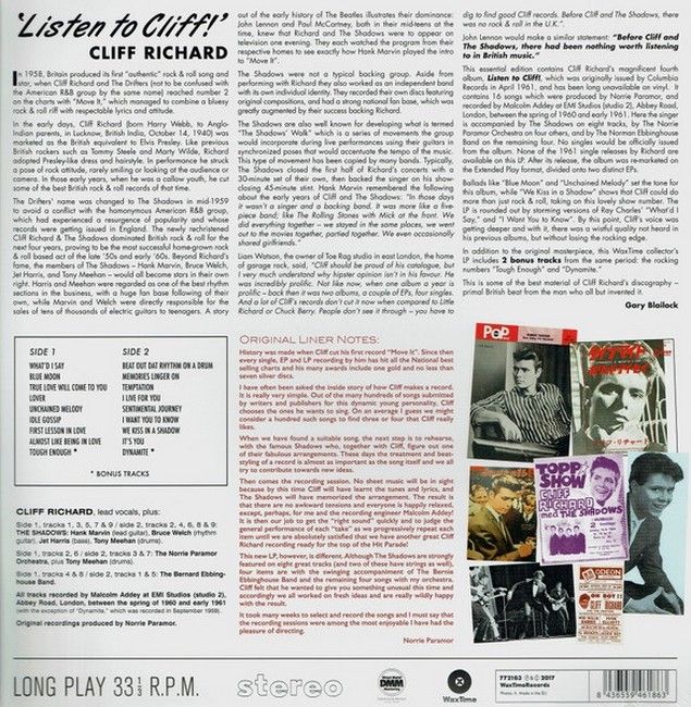 Cliff Richard – Listen To Cliff! (LP, Album, Limited Edition, Reissue, Vinyl)