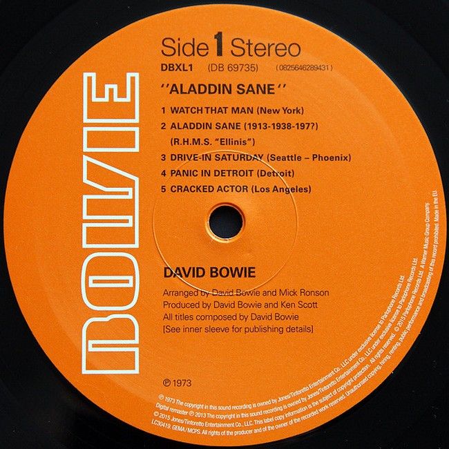 David Bowie – Aladdin Sane (LP, Album, Reissue, Remastered, Stereo, Gatefold, 180g, Vinyl)