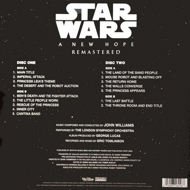 Платівка John Williams, The London Symphony Orchestra – Star Wars: A New Hope(Original Motion Picture Soundtrack)|Джон Вільямс, Лондонський симфонічний оркестр – Зоряні війни: Нова надія(2xLP, Remastered, Vinyl)