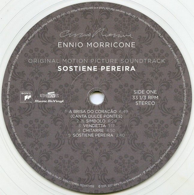 Ennio Morricone – Sostiene Pereira (Original Motion Picture Soundtrack) (LP, Album, Limited Edition, Numbered, Clear Vinyl)
