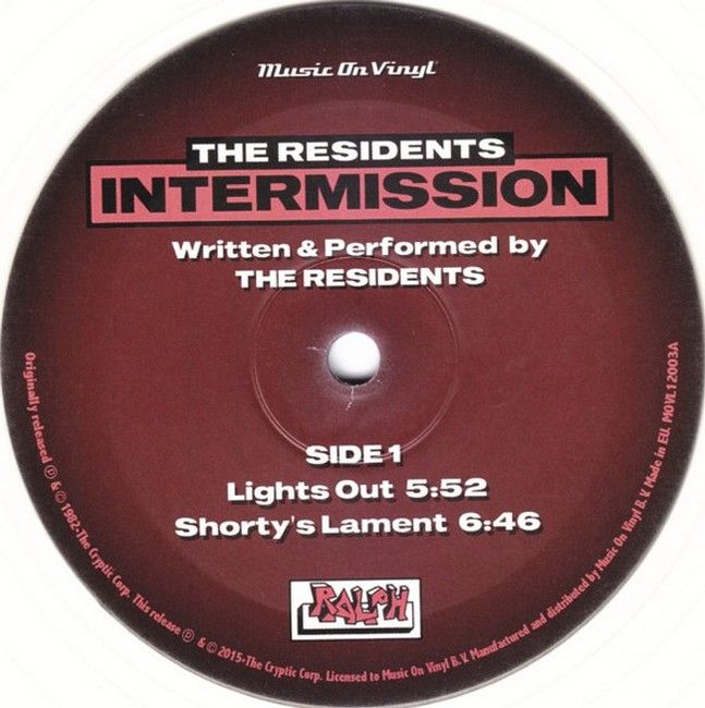 The Residents – Intermission (EP, 12", 33 1/3 RPM, Record Store Day, Limited Edition, Numbered, Reissue, Vinyl)