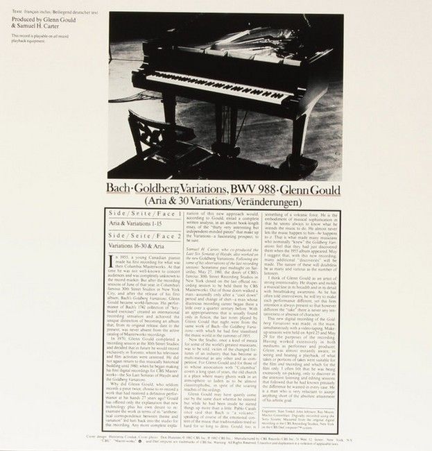 Bach: Glenn Gould – The Goldberg Variations (LP, Album, Reissue, Remastered, Gatefold, 180g, Vinyl)