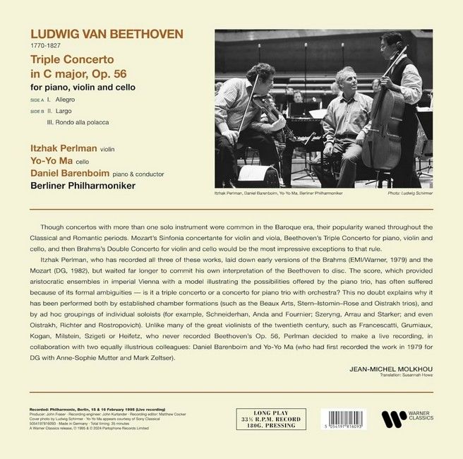 Itzhak Perlman, Yo-Yo Ma – Triple Concerto (LP, Reissue, Stereo, 180 Gram, Vinyl)