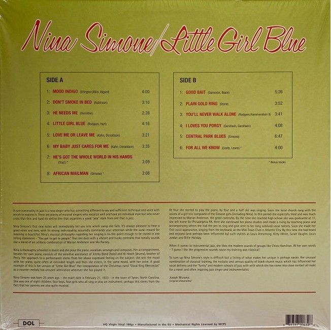 Nina Simone – Little Girl Blue (LP, Album, Reissue, Transparent Green Vinyl)
