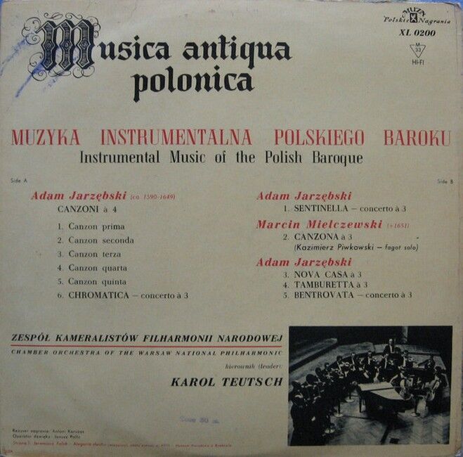 Платівка Adam Jarzebski – Instrumental Music Of The Polish Baroque|Адам Яжебський – інструментальна музика польського бароко
