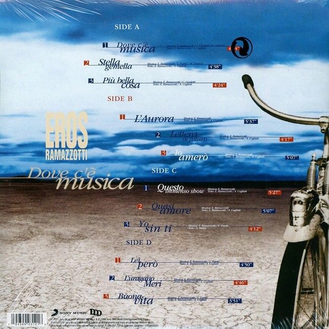 Eros Ramazzotti – Donde Hay Musica (2LP, Album, Reissue, Remastered, Transparent Blue Vinyl)