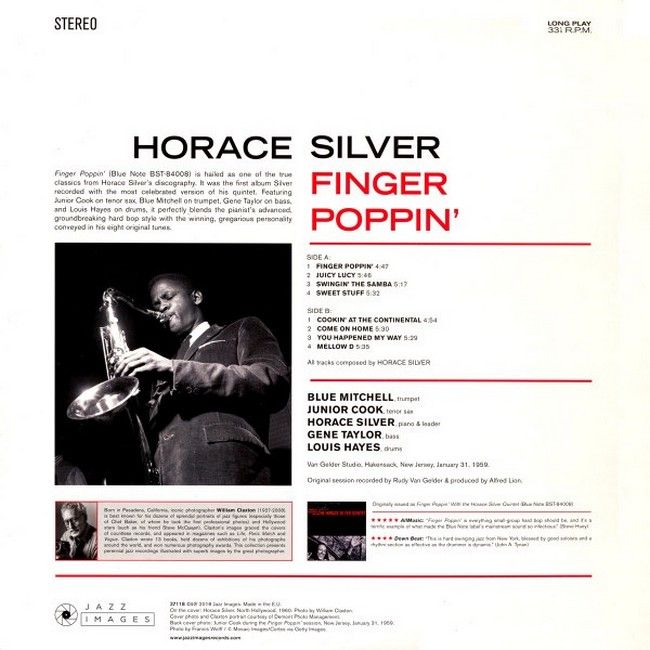 The Horace Silver Quintet – Finger Poppin' (LP, Album, Reissue, Stereo, Vinyl)