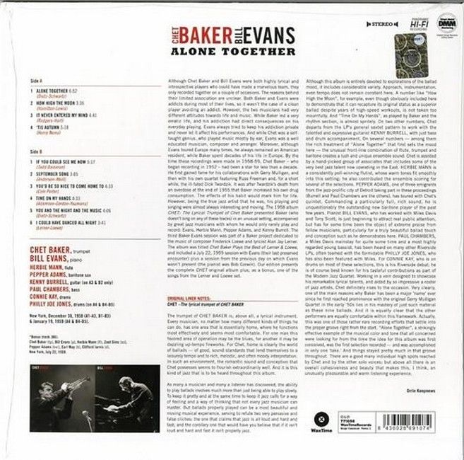 Chet Baker, Bill Evans – Alone Together (LP, Album, Limited Edition, Vinyl)