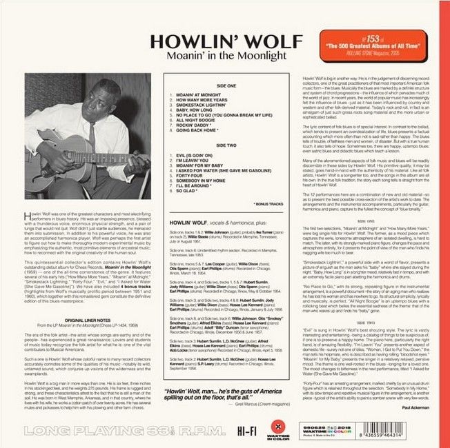 Howlin' Wolf – Moanin' In The Moonlight (LP, Album, Limited Edition, Red Vinyl)