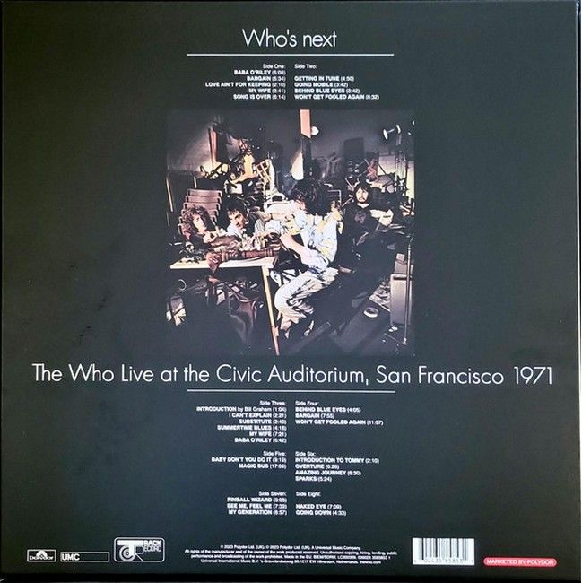 The Who – Who's Next, The Who Live At The Civic Auditorium, San Francisco 1971 (Box-Set, 4LP, Deluxe Edition, Remastered, Vinyl)