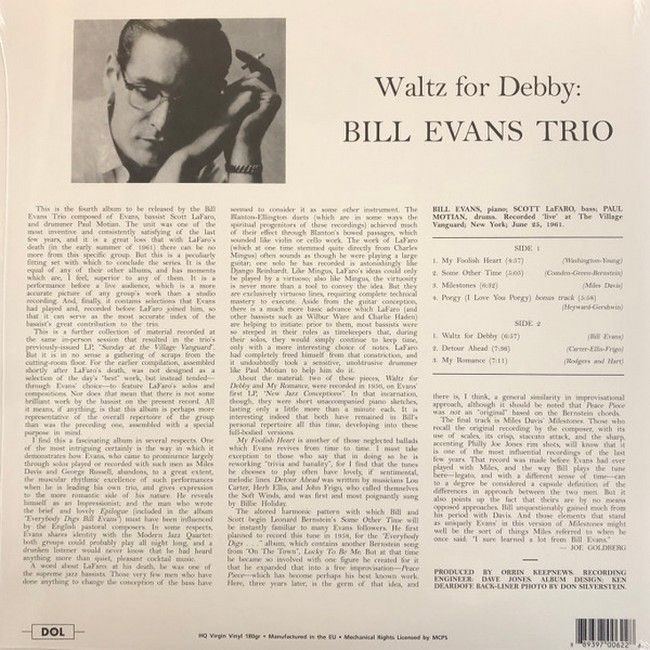The Bill Evans Trio – Waltz for Debby (LP, Deluxe Edition, Limited Edition, Reissue, 180g, Opaque Baby Pink Vinyl)