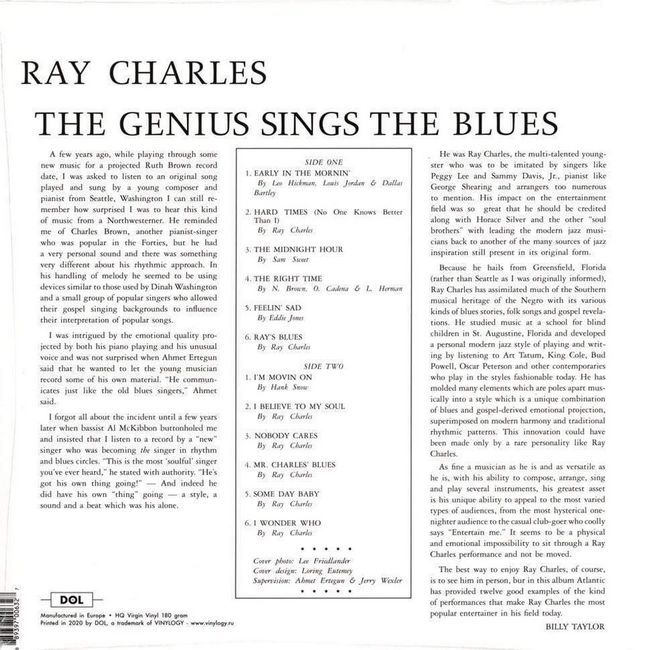 Платівка Рей Чарльз - Геній співає блюз | Ray Charles - The Genius Sings The Blues