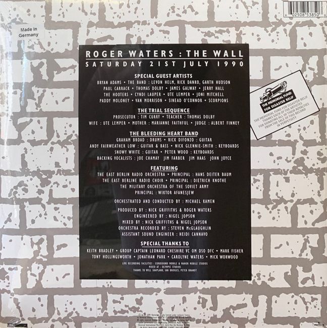 Roger Waters – The Wall (Live In Berlin) (2LP, Album, Record Store Day, Limited Edition, Reissue, Stereo, Clear, 180 gram, 30th Anniversary Edition Vinyl)