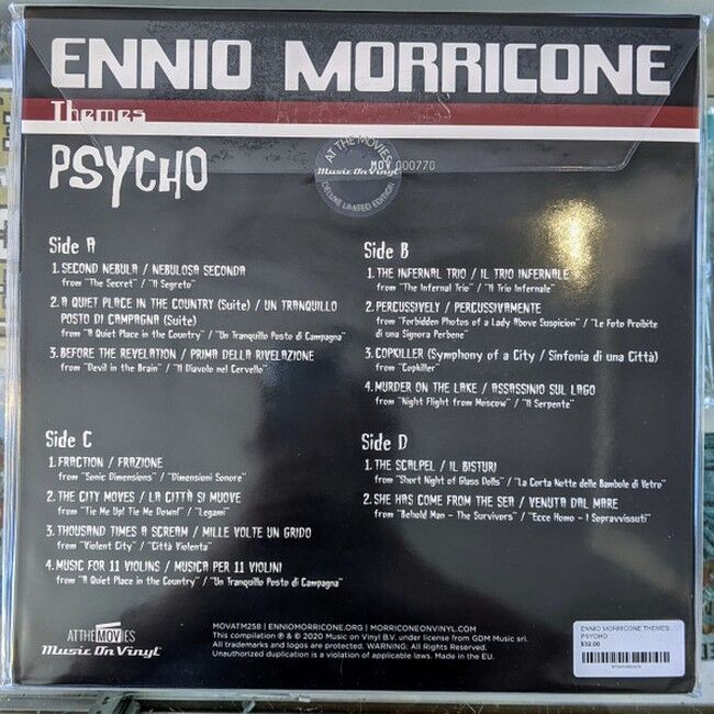 Ennio Morricone – Psycho (Deluxe Edition, Limited Edition, Numbered, Translucent Red)  (Vinyl)