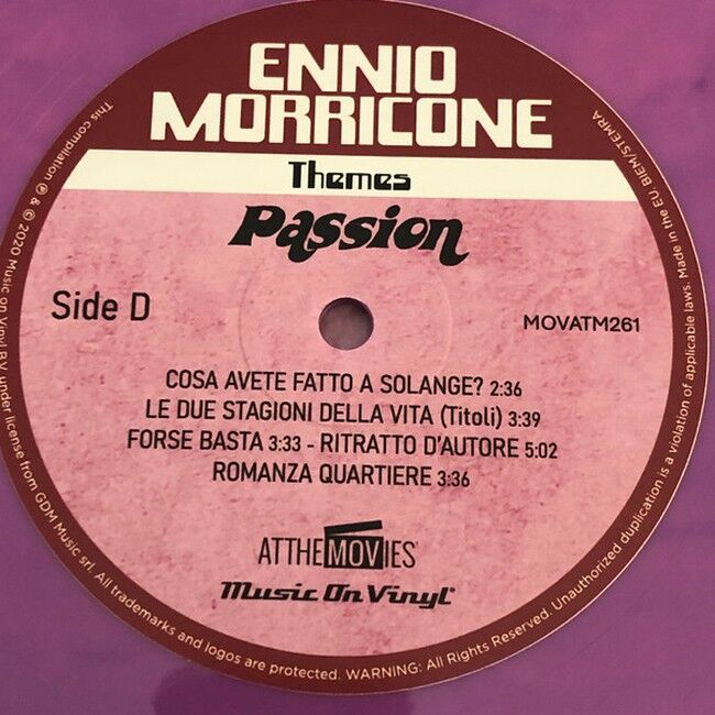 Ennio Morricone – Passion (Deluxe Edition, Limited Edition, Pink & Purple) (Vinyl)
