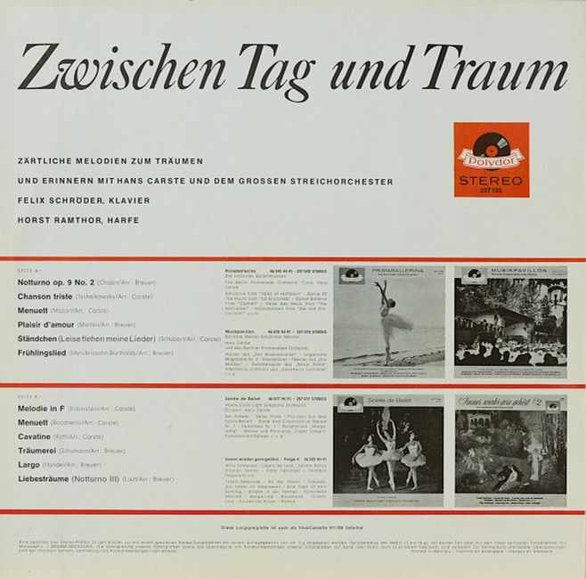 Платівка Hans Carste Und Das Grosse Streichorchester – Zwischen Tag Und Traum|Ганс Карсте і великий струнний оркестр – Між днем ​​і сном