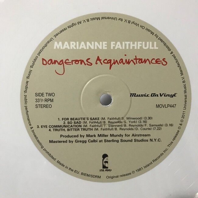 Marianne Faithfull – Dangerous Acquaintances (White Vinyl)