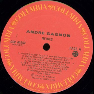 Платівка Andre Gagnon - Neiges|Андре Ганьон-Сніг