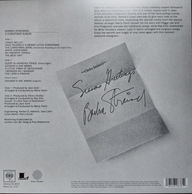 Barbra Streisand – A Christmas Album (LP, Album, Reissue, Turquoise Marble Color Vinyl)